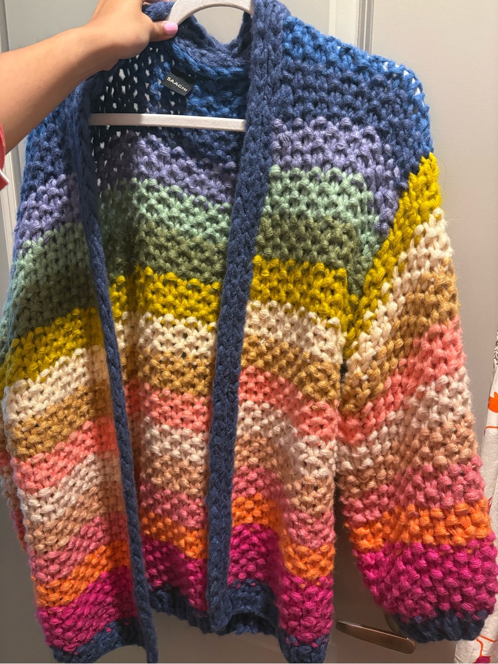 SAACHI Multicolor Rainbow Knit Cardigan. OPEN TO OFFERS